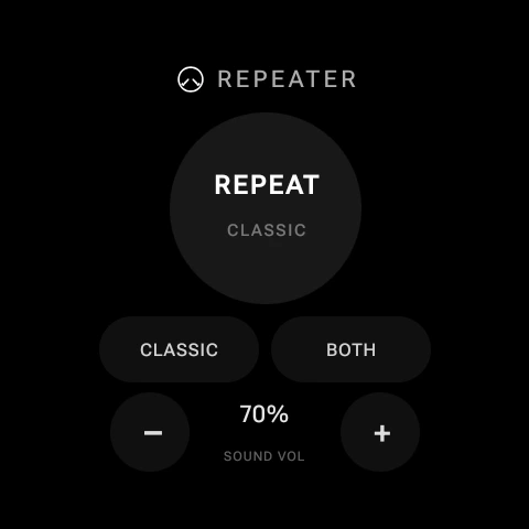 Minute Repeater on Wear OS, with Classic pattern and Both output selected